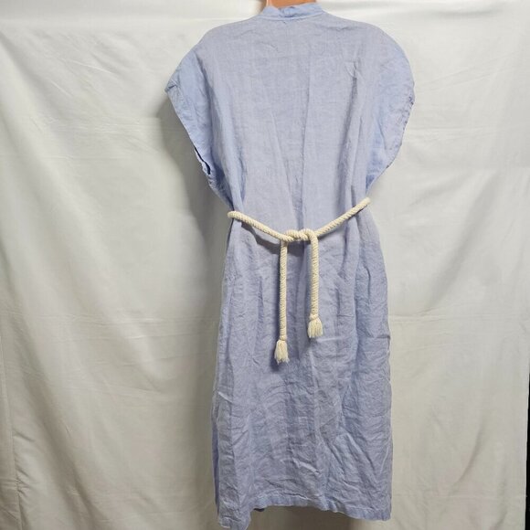 Vakko Mare Turkish Caftan Dress Women Size S Blue Linen - Picture 7 of 14